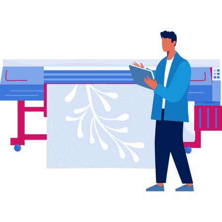 Man explaining 3D printing in mechanical engineering  Illustration