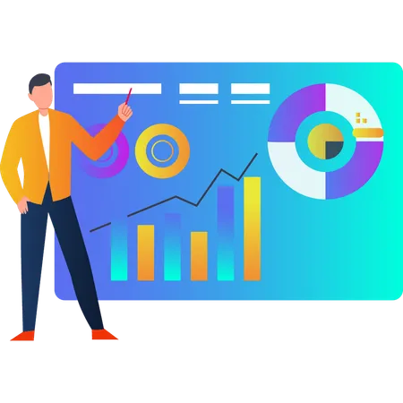 Man explaining about business graph  Illustration