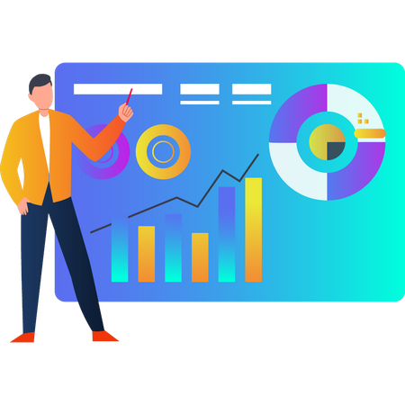 Man explaining about business graph  Illustration