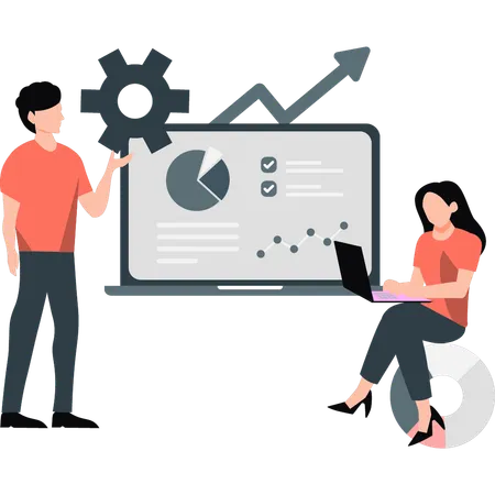 Man explaining about business pie chart  Illustration