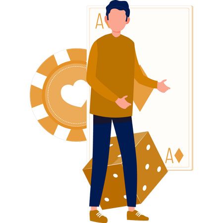 Man explaining about poker card  Illustration