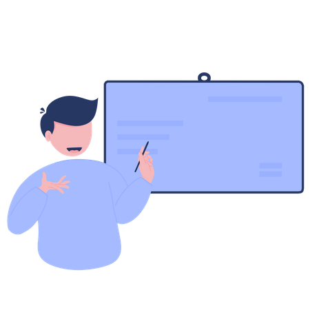 Man explaining at blackboard  Illustration