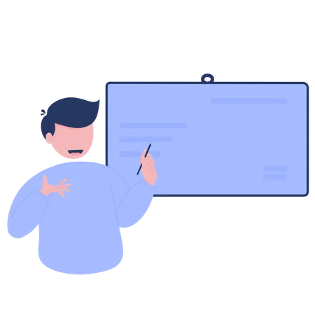 Man explaining at blackboard  Illustration