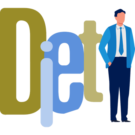 Man explaining benefits of diet  Illustration