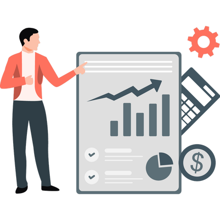 Man explaining business profit business  Illustration