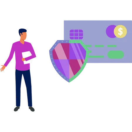 Man explaining dollar protection  Illustration