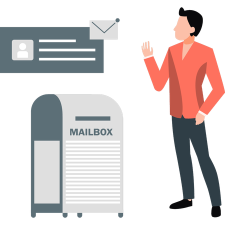 Man explaining email box  Illustration