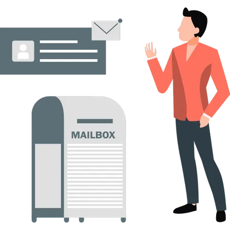 Man explaining email box  Illustration