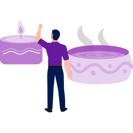 Man explaining face cream  Illustration