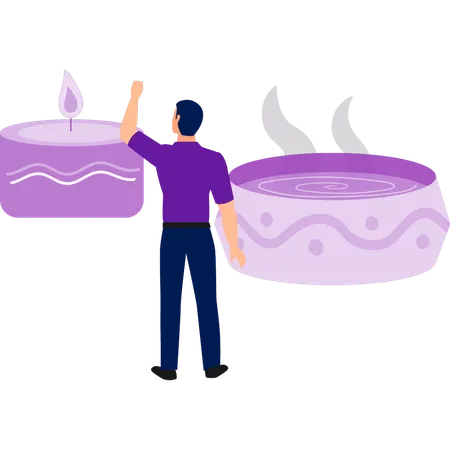 Man explaining face cream  Illustration