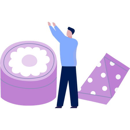 Man explaining face powder  Illustration