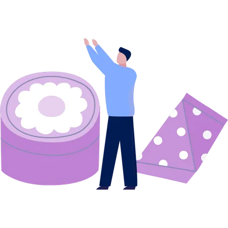 Man explaining face powder  Illustration