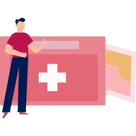 Man Explaining Importance Of Medical Box  Illustration