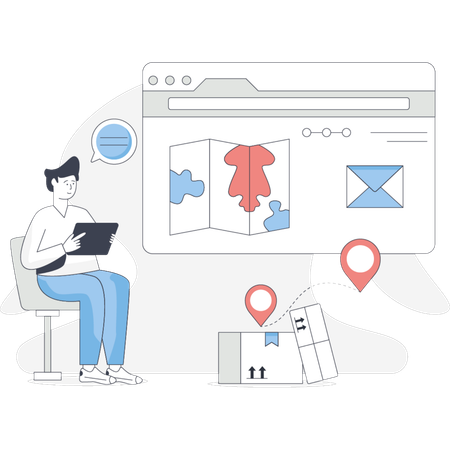 Man  explaining logistics delivery  Illustration
