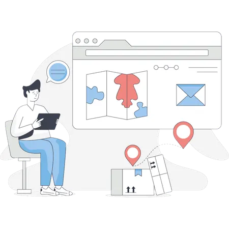 Man  explaining logistics delivery  Illustration