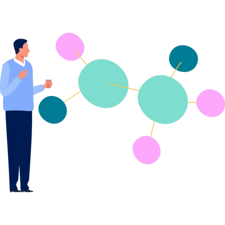 Man explaining nitrogen atom  Illustration