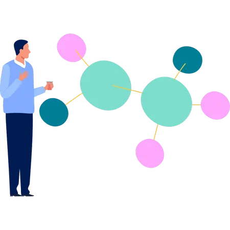 Man explaining nitrogen atom  Illustration