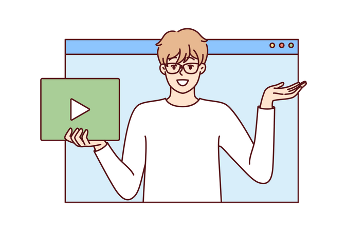 Man explaining on an online video tutorial  Illustration