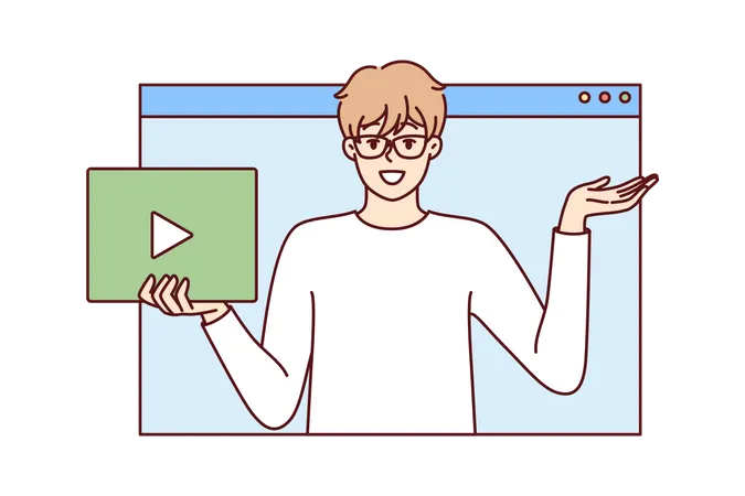 Man explaining on an online video tutorial  Illustration