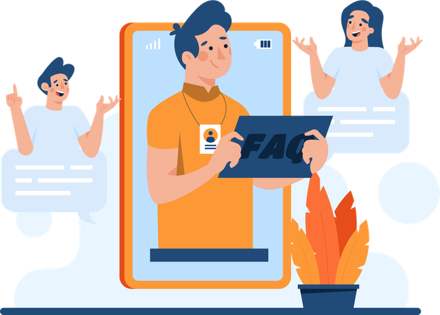 Man explaining online faq  Illustration