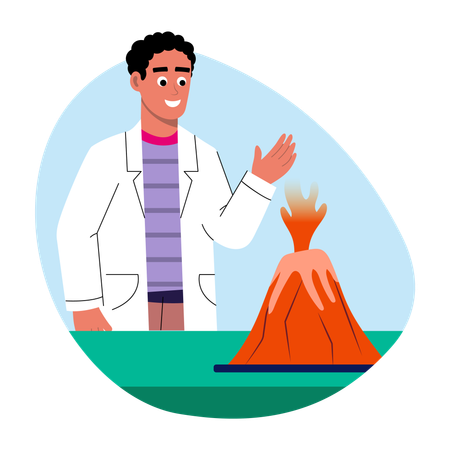 Man explaining science project in Science fair  Illustration
