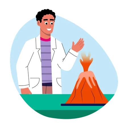 Man explaining science project in Science fair  Illustration