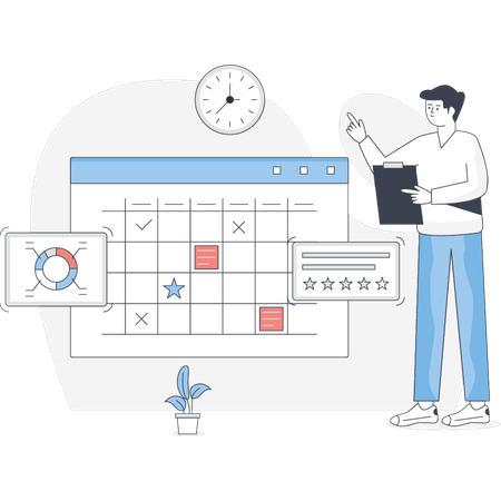 Man Explaining Task Management  Illustration