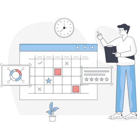 Man Explaining Task Management  Illustration