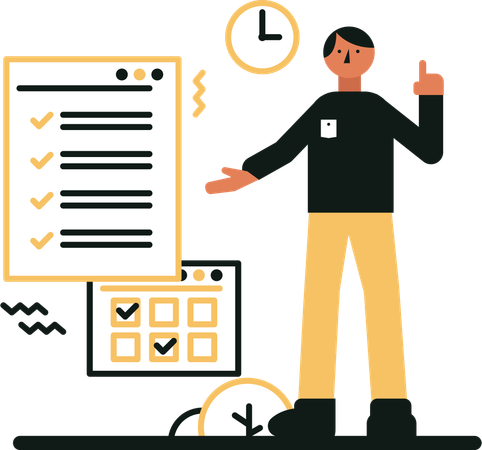 Man Explains Meeting Point  Illustration