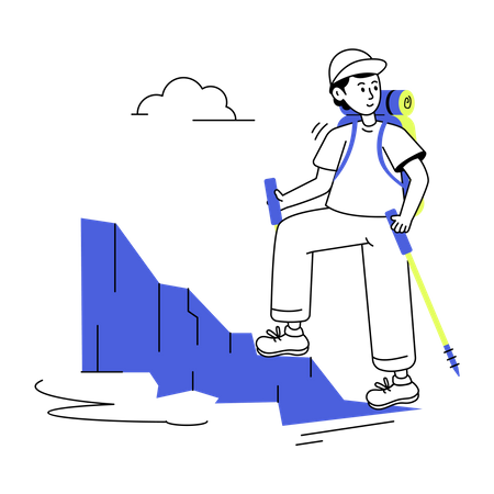 Man exploring mountains  Illustration