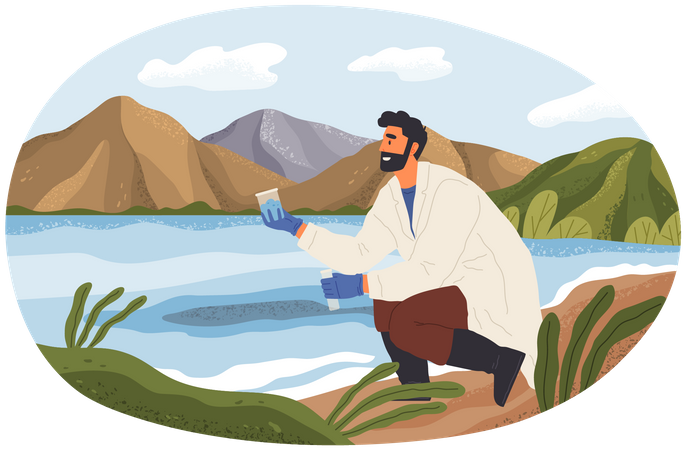 Man exploring nature  Illustration