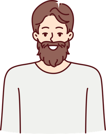 Man face is covered with beard  イラスト