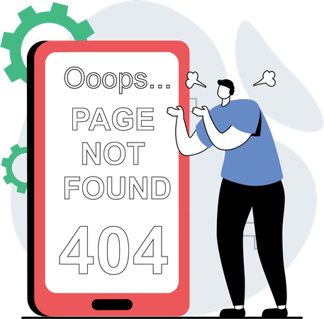 Man faces 404 error webpage  Illustration