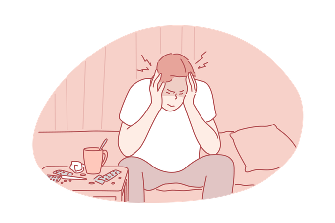 Man faces migraine problem  Illustration