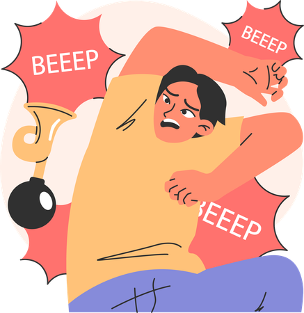 Man faces panic attack  Illustration