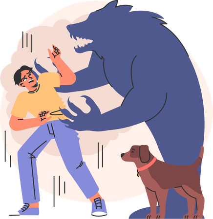 Man faces psychological issues  Illustration