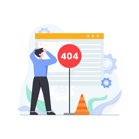 Man facing 404 error  Illustration