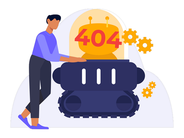 Man facing 404 Error  Illustration