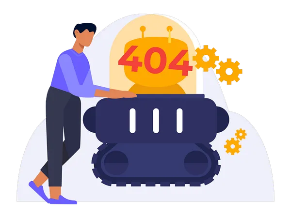 Man facing 404 Error  Illustration