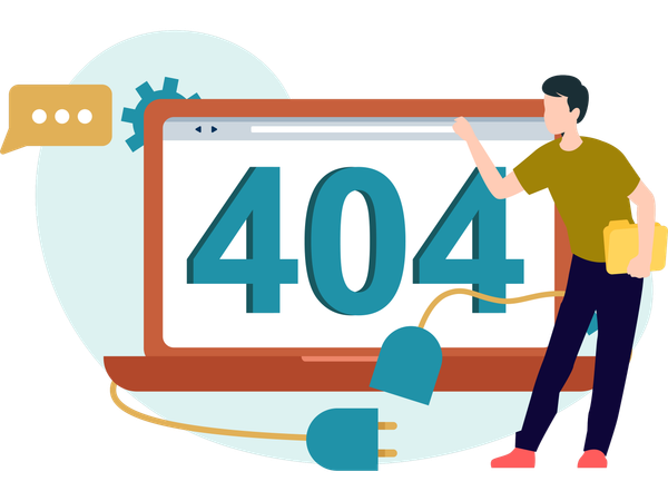Man Facing 404 Page  Illustration