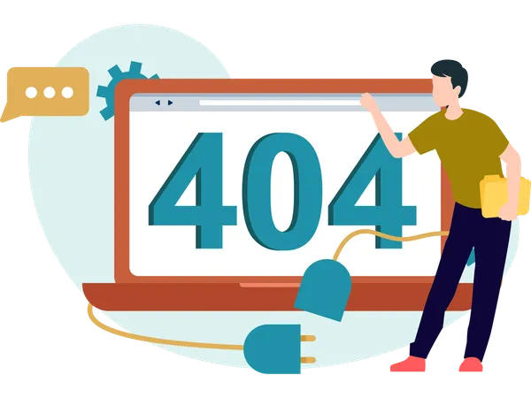 Man Facing 404 Page  Illustration