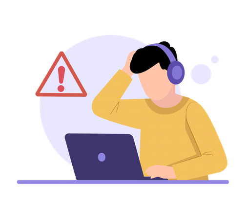 Man Facing an Error Alert  Illustration