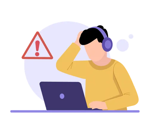Man Facing an Error Alert  Illustration