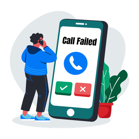 Man Facing Call Failed  Illustration