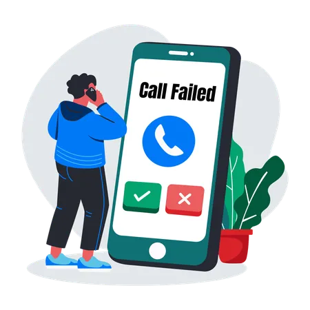 Man Facing Call Failed  Illustration