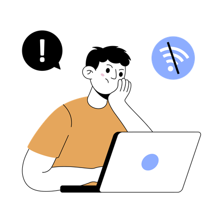 Man facing connection lost  Illustration