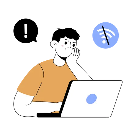 Man facing connection lost  Illustration
