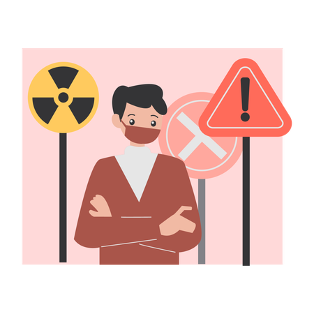 Man facing Danger Alert  Illustration