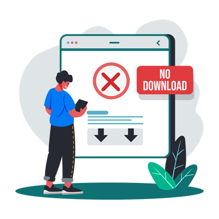 Man facing Download Fail  Illustration