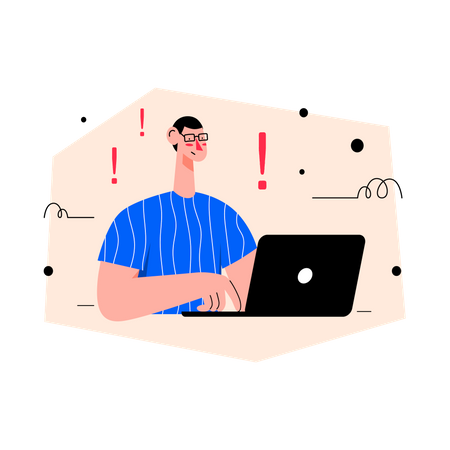 Man facing error 404 Illustration